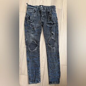 Famoso Distressed Paint Splotch Black Jeans for Men 32x37